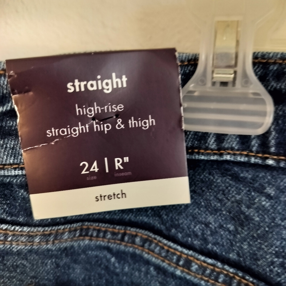 Ava & Viv High Rise Cuffed Straight Jean Sz 24 Casual Chic Vintage 90's - Picture 3 of 12